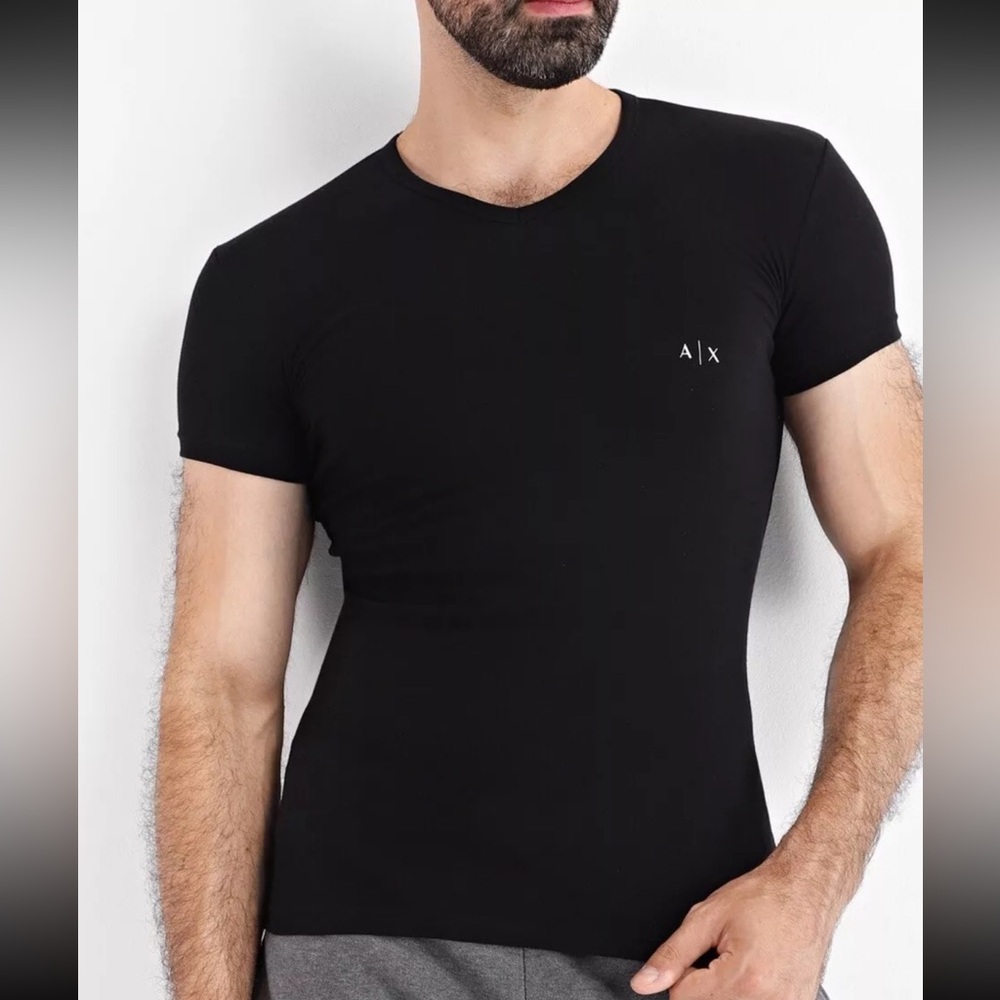 ARMANI EXCHANGE Black Short Sleeve Slim Fit T-shirt Size XL - Picture 1 of 5